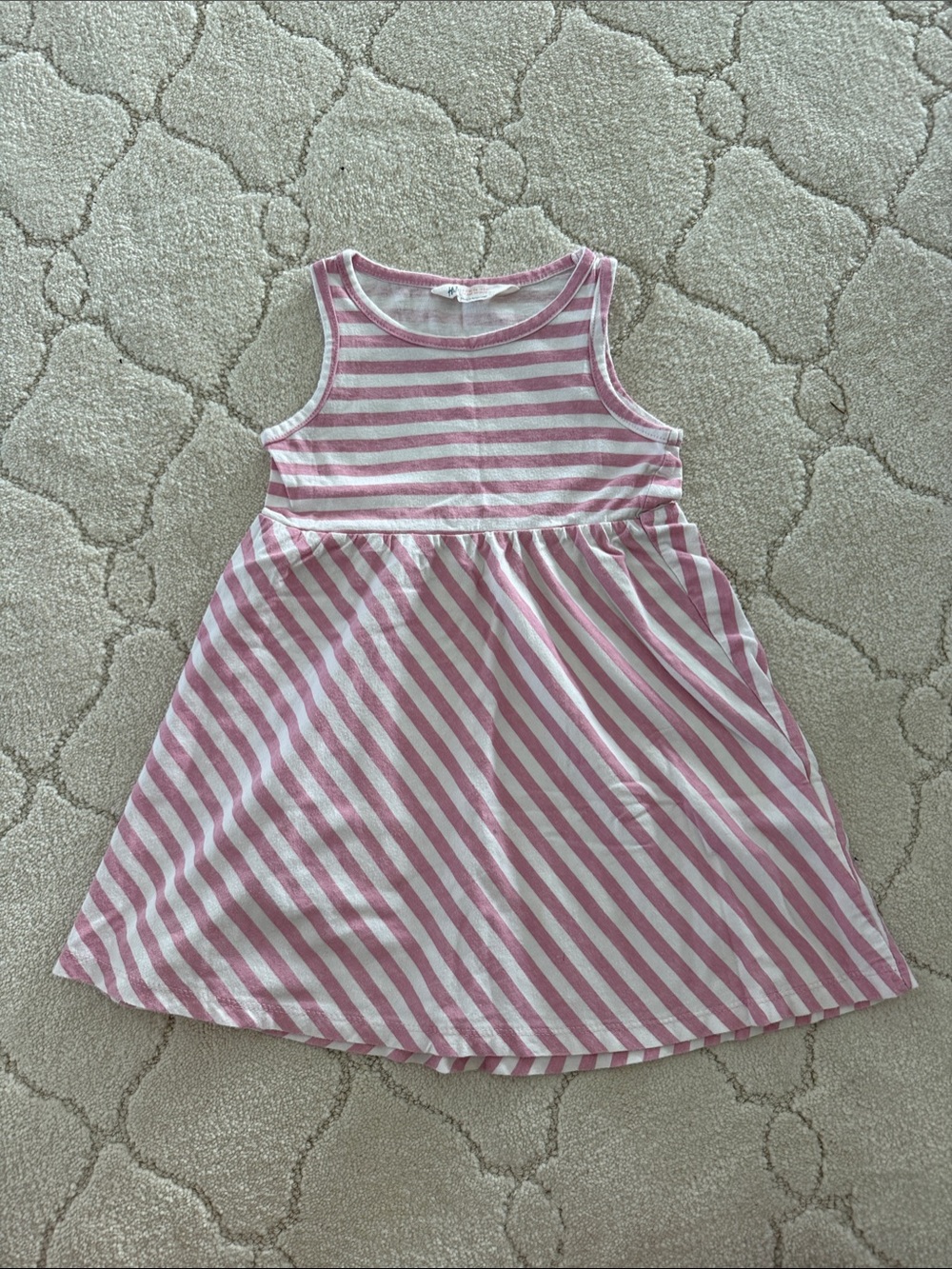 H&M Pink & White Striped Sleeveless Girls Dress